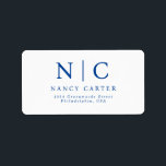 Elegant Twee Monogram Marine Blauw Retouradres Etiket<br><div class="desc">Een elegante en minimalistische navy retour adreslabel ontworpen met twee monogram met naam die u kunt personaliseren.</div>