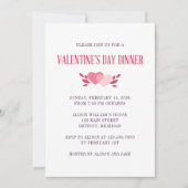 Elegant Twee Roze Harten Valentijn Dinner Party Kaart (Voorkant)