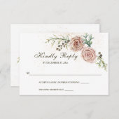 Elegant twee roze rozen weddenschap  RSVP kaartje (Voorkant / Achterkant)