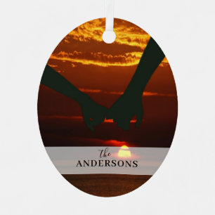 Elegant tweeslachtig 2-fotokerstfeest metalen ornament