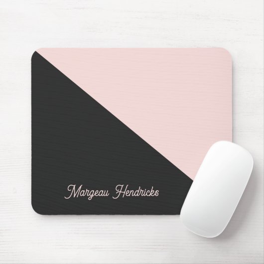 Elegant tweetone houtskool & roze muismat (Met muis)