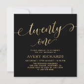Elegant Twenty One Goud Schrift Zwart 21e Verjaard Kaart (Voorkant)