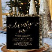 Elegant Twenty One Goud Schrift Zwart 21e Verjaard Kaart