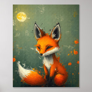 Elegant Twilight Fox - Artistiek Folie Afdrukken
