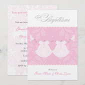 Elegant Twin Baby Girl Baptism Uitnodiging (Voorkant / Achterkant)