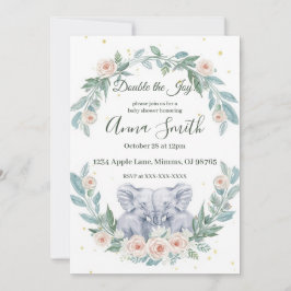 Elegant Twin Baby Shower Invitation – Watercolor Kaart