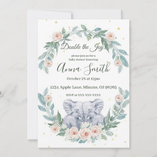 Elegant Twin Baby Shower Invitation – Watercolor Kaart
