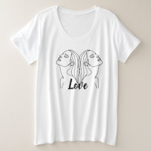 Elegant Twin dameswit tekenwit Grote Maat T-shirt