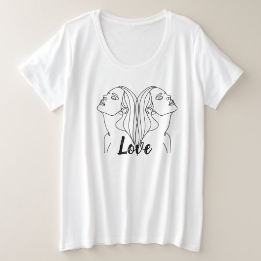 Elegant Twin dameswit tekenwit Grote Maat T-shirt (Design voorkant)