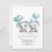 Elegant Twin Elephant Baby shower Kaart (Voorkant)