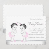 Elegant Twin Girl Baby shower Kaart (Voorkant / Achterkant)