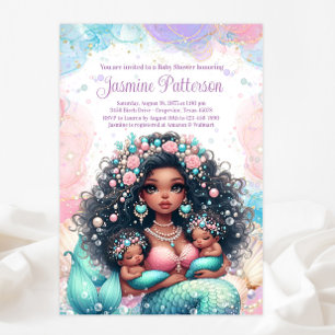 Elegant Twin Mermaid Baby shower Kaart
