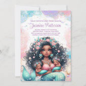 Elegant Twin Mermaid Baby shower Kaart (Voorkant)