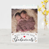 Elegant  Twin Photo GodParents Voorstel Kaart (Gele Bloem)