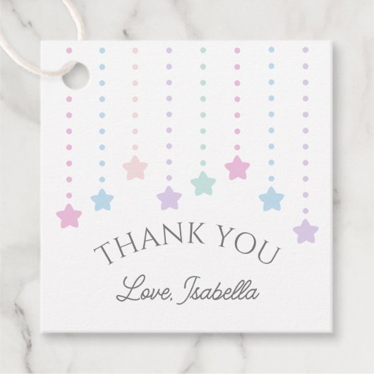 Elegant Twinkle Little Stars Baby shower Dank u Bedankjes Labels (Voorkant)