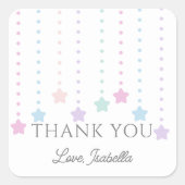 Elegant Twinkle Little Stars Baby shower Dank u Vierkante Sticker (Voorkant)