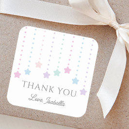 Elegant Twinkle Little Stars Baby shower Dank u Vierkante Sticker