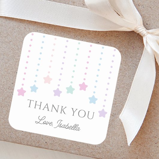 Elegant Twinkle Little Stars Baby shower Dank u Vierkante Sticker