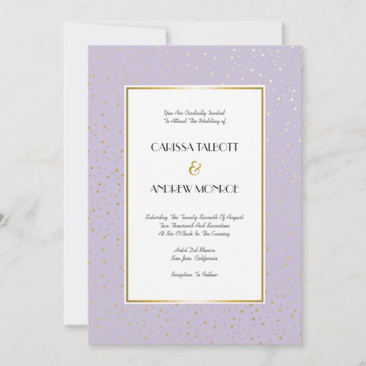Elegant Twinkle Stars pastel lavender Gold Wedding Kaart (Voorkant)
