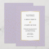 Elegant Twinkle Stars pastel lavender Gold Wedding Kaart (Voorkant / Achterkant)