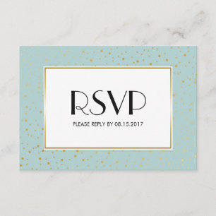 Elegant Twinkle Stars pastel Mint Gold RSVP Kaartje