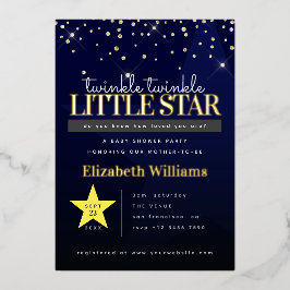 Elegant Twinkle Twinkle Little Star Baby shower Folie Uitnodiging