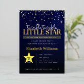 Elegant Twinkle Twinkle Little Star Baby shower Folie Uitnodiging (Staand Voorkant)