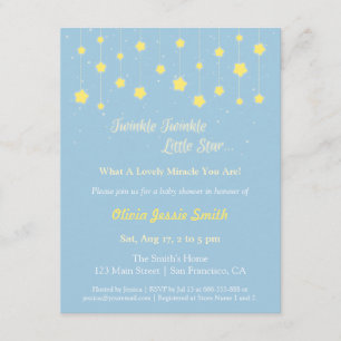 Elegant Twinkle Twinkle Little Star Baby shower Kaart