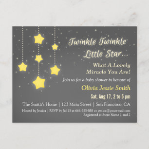 Elegant Twinkle Twinkle Little Star Baby shower Kaart