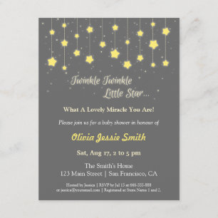 Elegant Twinkle Twinkle Little Star Baby shower Kaart