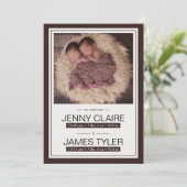 Elegant Twins Baby Geboorteaankondiging Aankondiging (Staand voorkant)