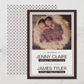 Elegant Twins Baby Geboorteaankondiging Aankondiging (Voorkant / Achterkant)