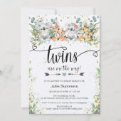 Elegant Twins Koalas Kangaroos Safari Baby shower Kaart (Voorkant)
