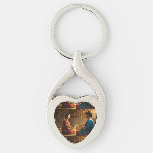 Elegant Twisted Heart Sleutelhanger met Art De (Voorkant)