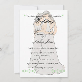 Elegant Two Brides Wedding Invitation Kaart