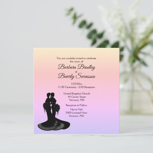 Elegant Two Brides Wedding Invitation Kaart (Staand voorkant)