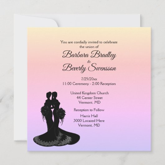 Elegant Two Brides Wedding Invitation Kaart (Voorkant)