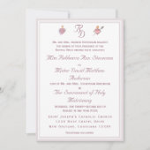 Elegant Two Hearts Catholic Wedding Invitation Kaart (Voorkant)