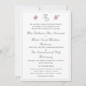 Elegant Two Hearts Catholic Wedding Invitation Kaart (Voorkant)