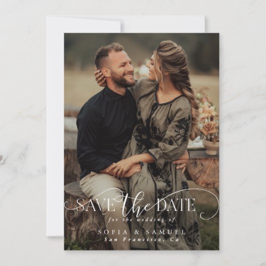 Elegant Two Photo Handwritten Script Wedding Save The Date (Voorkant)