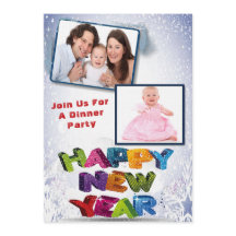 Elegant Two Photo Happy New Year’s Dinner Party