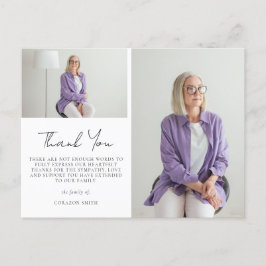 Elegant Two Photo Sympathie Funeral Bedankt Briefkaart