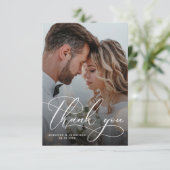 Elegant Two Photo Wedding Bedankkaart (Staand voorkant)
