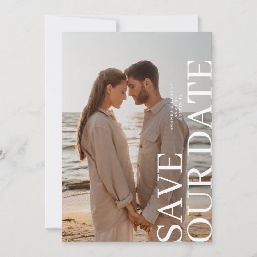 Elegant Two Photo Wedding Save The Date (Voorkant)