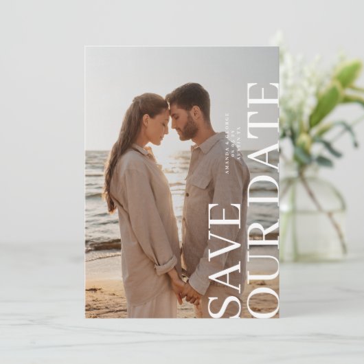 Elegant Two Photo Wedding Save The Date (Staand voorkant)
