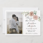 Elegant Two roze Roses Photo Inspirerend Wedding Save The Date (Voorkant)
