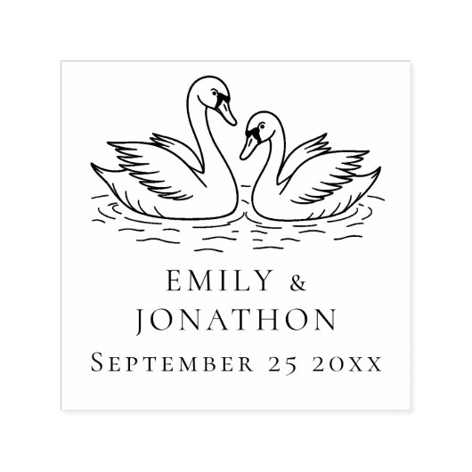 Elegant Two Swans In Love Wedding Zelfinktende Stempel (Design)