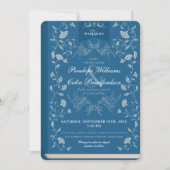 Elegant Two Tone Blue Floral Boek Hoesje Bruiloft Kaart (Voorkant)