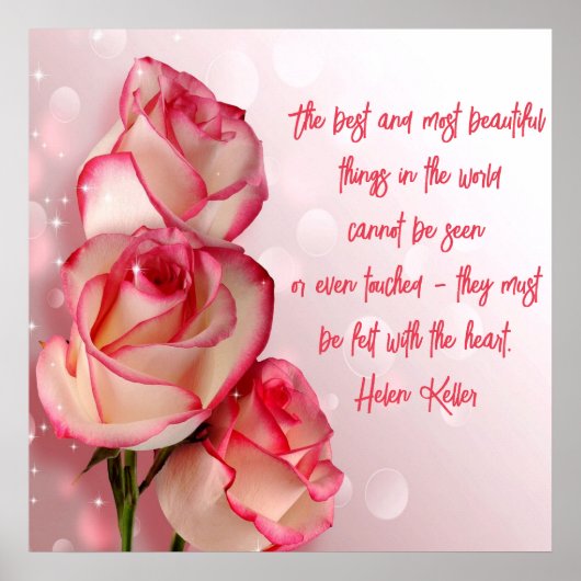 Elegant Two Tone Rozen Poster Quote Helen Keller (Voorkant)