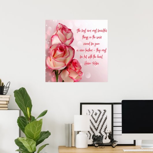 Elegant Two Tone Rozen Poster Quote Helen Keller (Thuiskantoor)